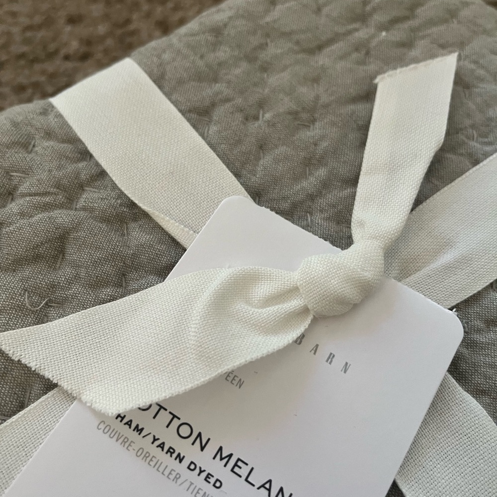 Pottery Barn Gray Cotton Euro Quilt Shams, NWT - Picture 4 of 4